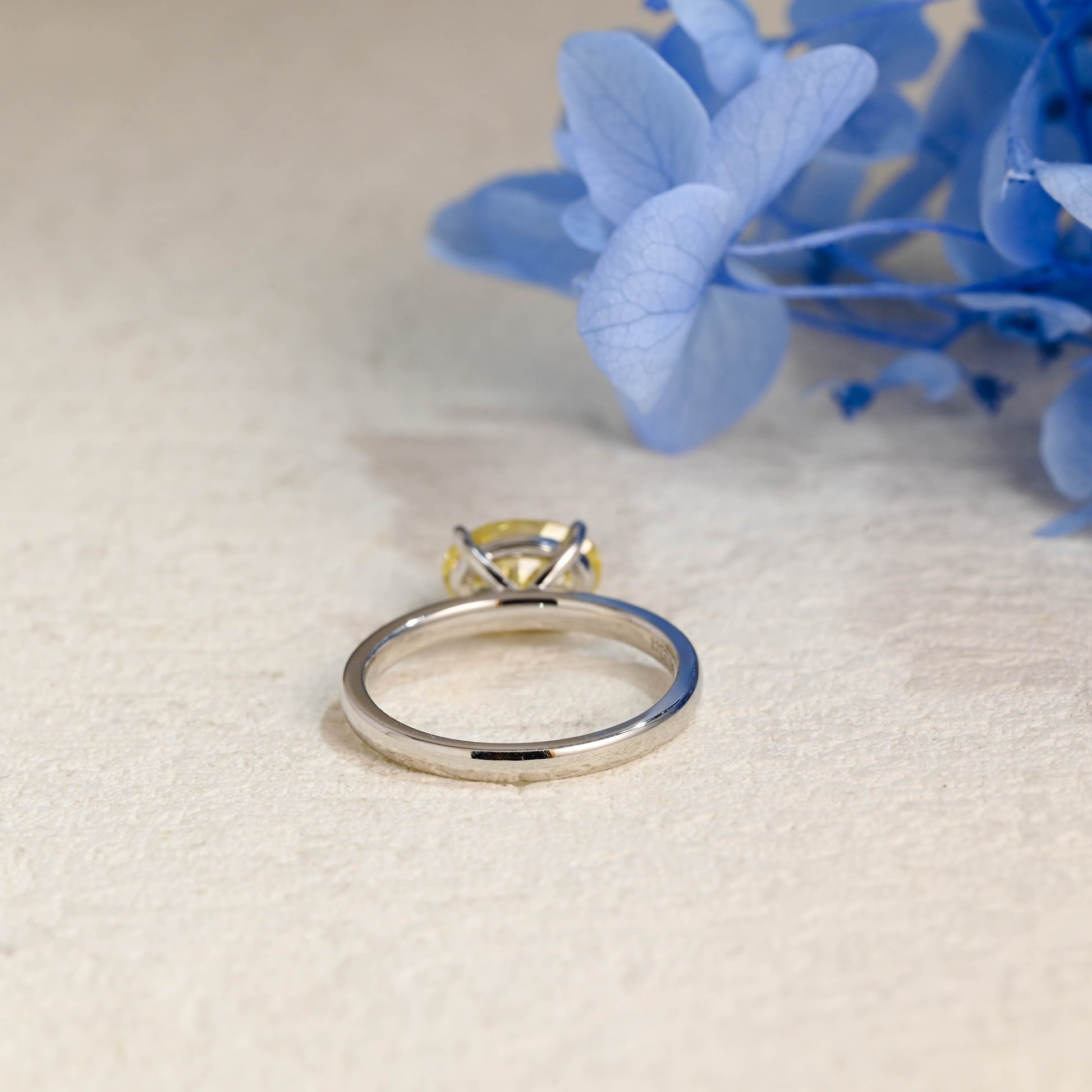 CausYou oval cut moissanite engagement ring Solid Gold Solitaire Oval Cut Yellow Sapphire Engagement Ring