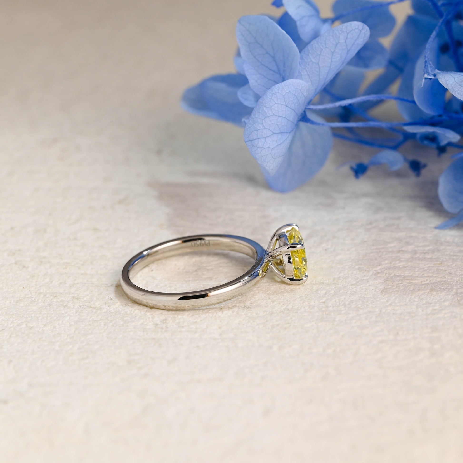 CausYou oval cut moissanite engagement ring Solid Gold Solitaire Oval Cut Yellow Sapphire Engagement Ring