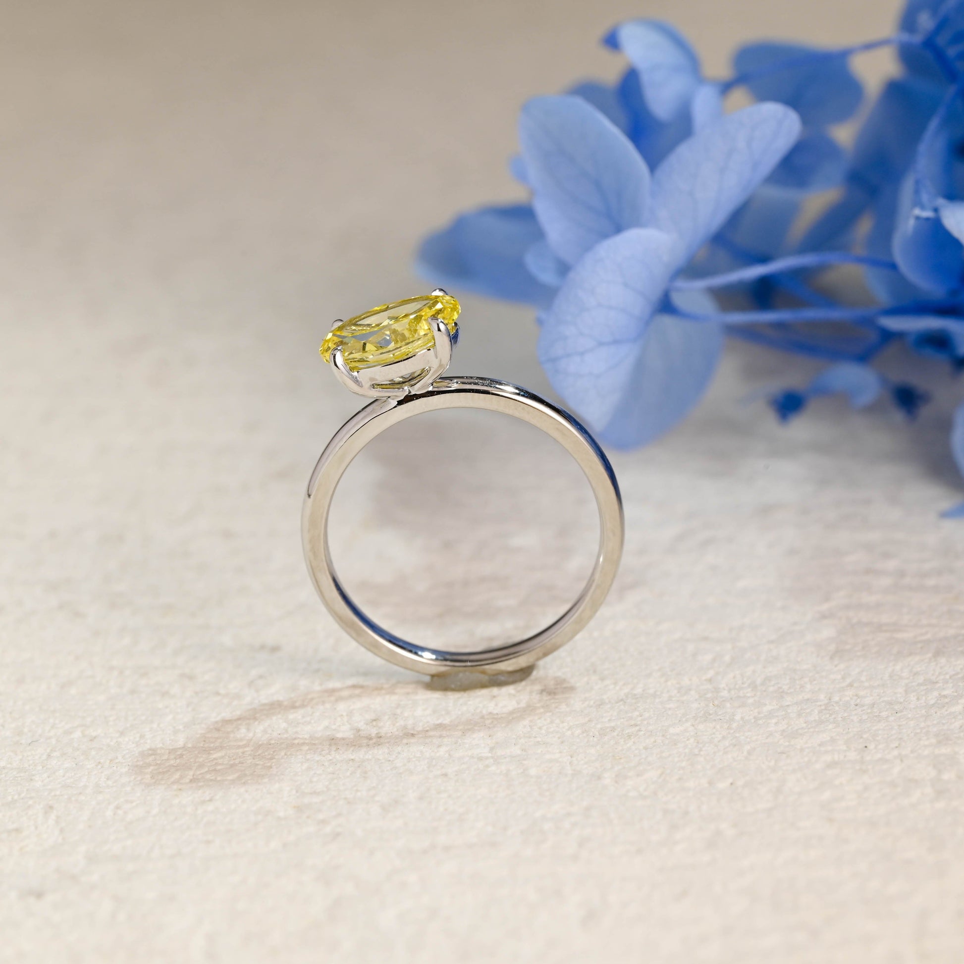 CausYou oval cut moissanite engagement ring Solid Gold Solitaire Oval Cut Yellow Sapphire Engagement Ring