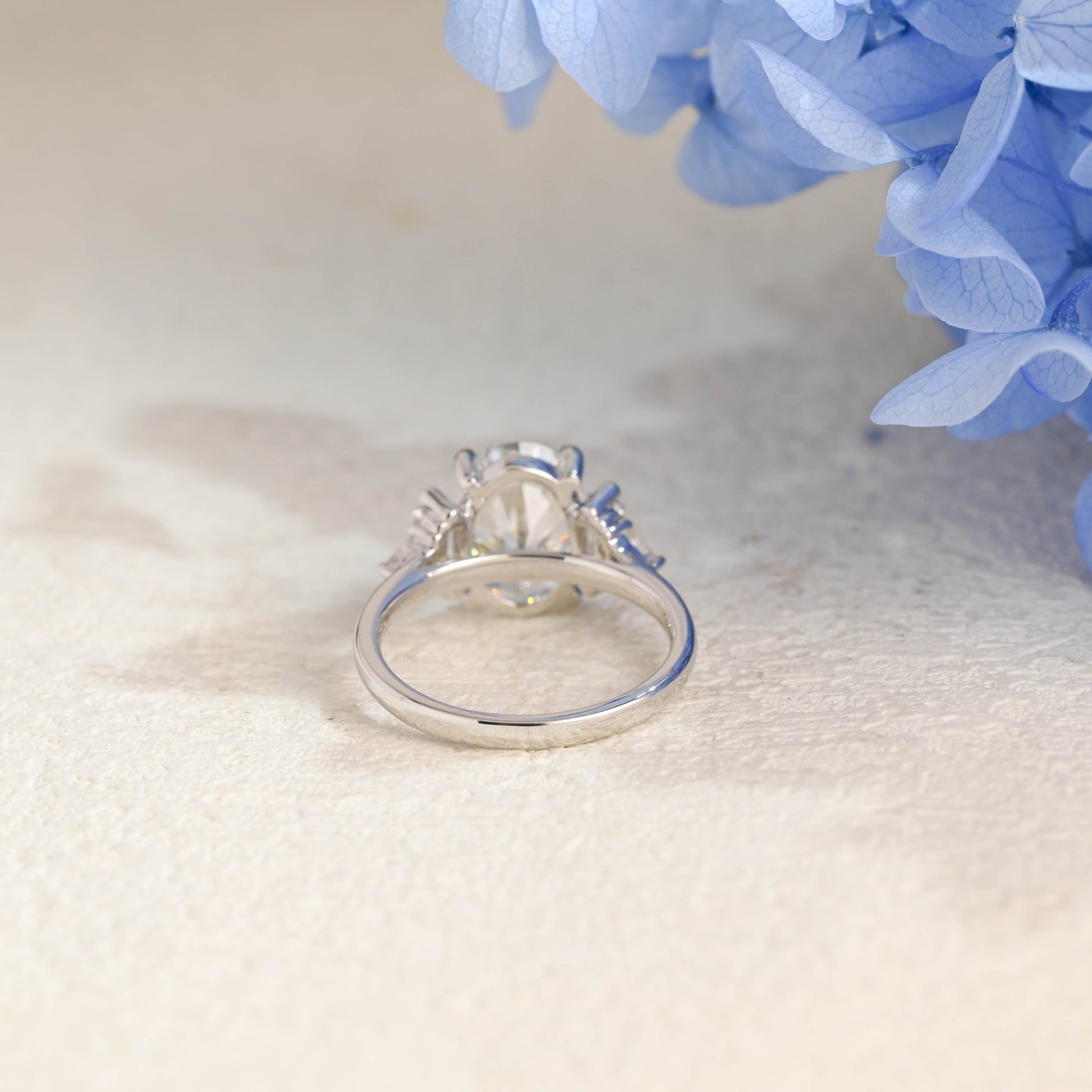 CausYou oval cut moissanite engagement ring Solid Gold Three Stone Oval Cut Moissanite Engagement Ring