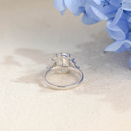 CausYou oval cut moissanite engagement ring Solid Gold Three Stone Oval Cut Moissanite Engagement Ring