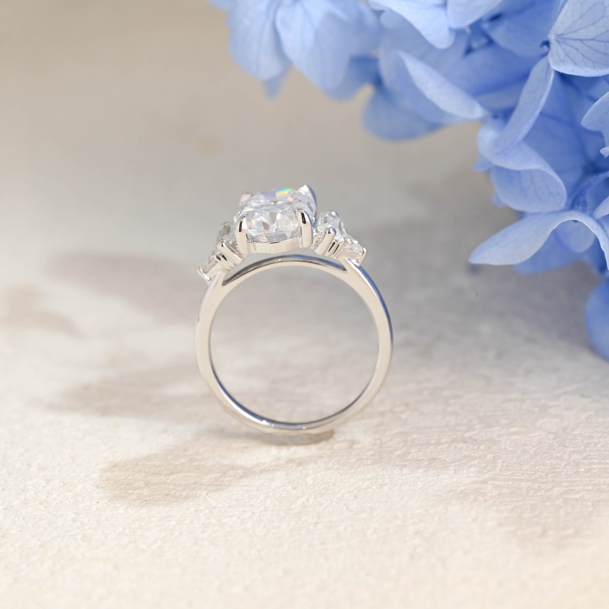 CausYou oval cut moissanite engagement ring Solid Gold Three Stone Oval Cut Moissanite Engagement Ring