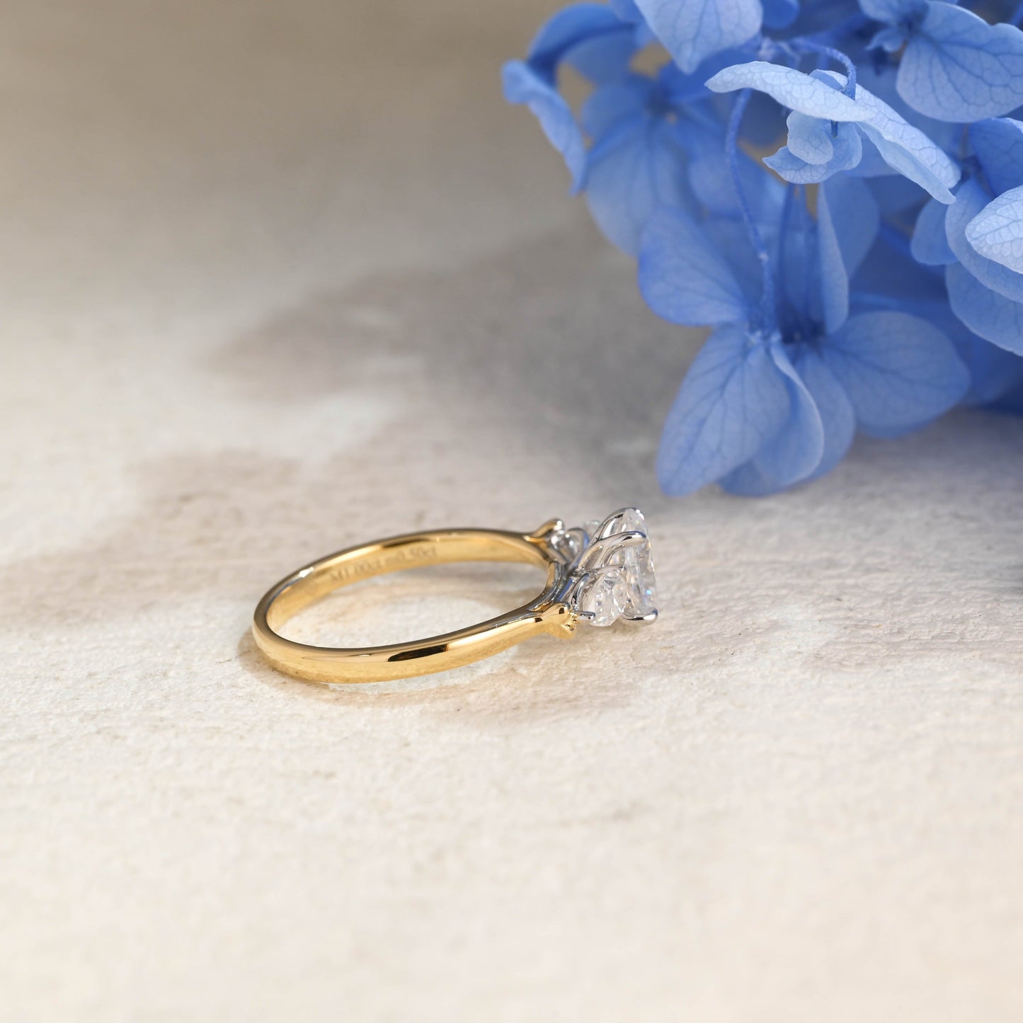 CausYou oval cut moissanite engagement ring Solid Gold Two Tone Three Stone Oval Cut Moissanite Engagement Ring