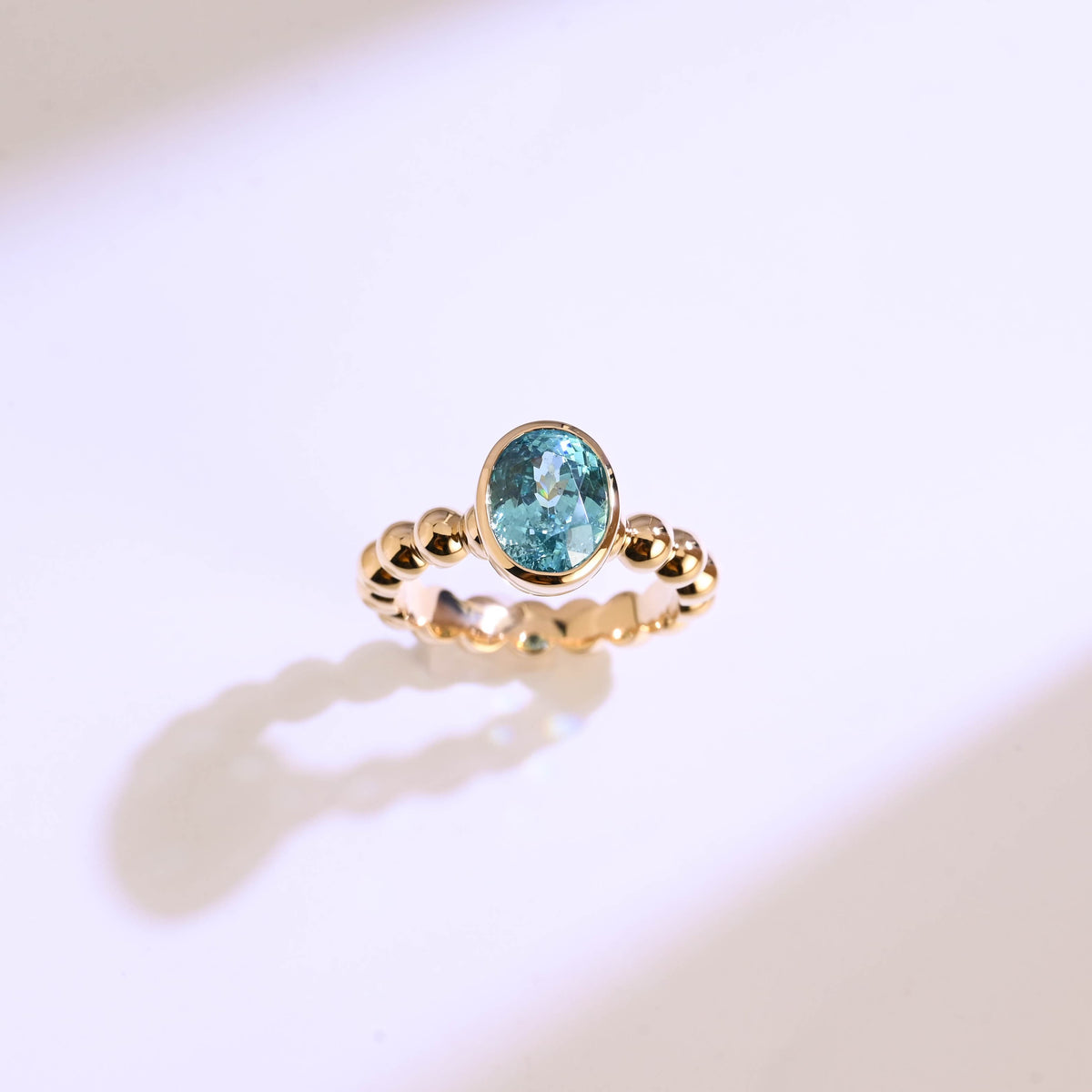CausYou oval cut topaz engagement ring Solid Gold Beaded Oval Blue Topaz Engagement Ring