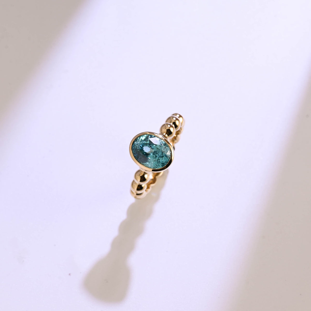CausYou oval cut topaz engagement ring Solid Gold Beaded Oval Blue Topaz Engagement Ring