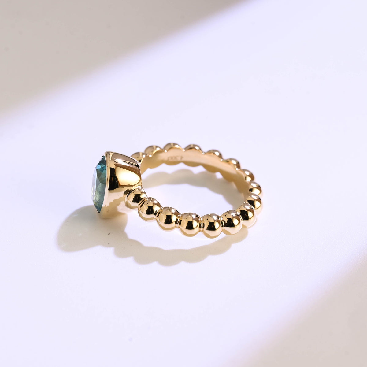 CausYou oval cut topaz engagement ring Solid Gold Beaded Oval Blue Topaz Engagement Ring