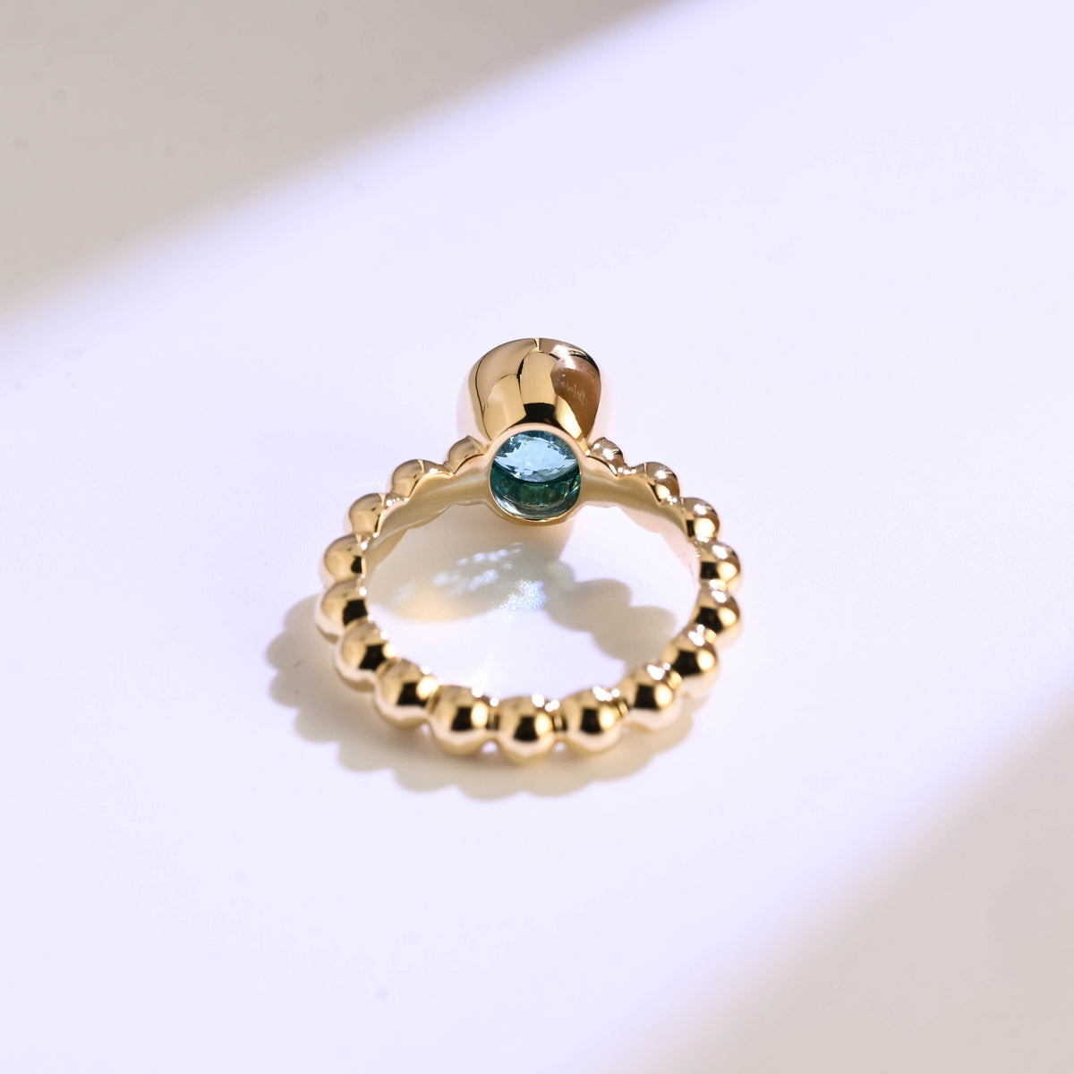 CausYou oval cut topaz engagement ring Solid Gold Beaded Oval Blue Topaz Engagement Ring