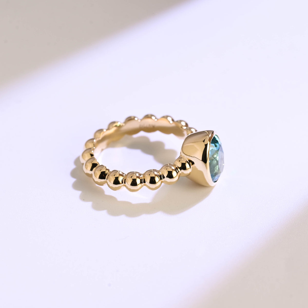 CausYou oval cut topaz engagement ring Solid Gold Beaded Oval Blue Topaz Engagement Ring