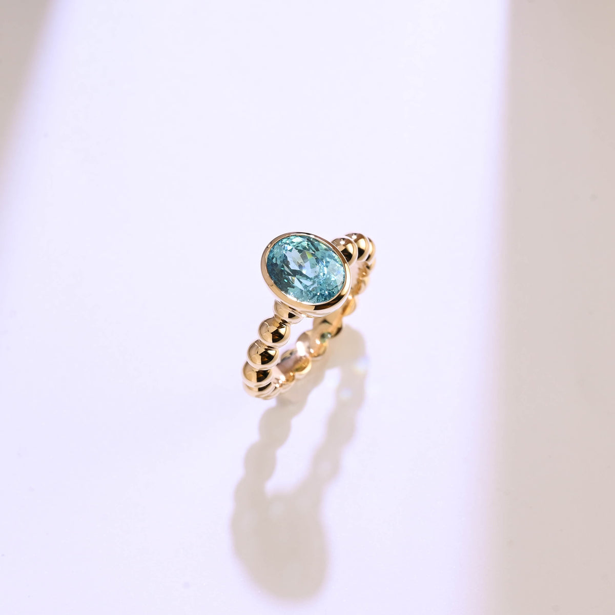 CausYou oval cut topaz engagement ring Solid Gold Beaded Oval Blue Topaz Engagement Ring