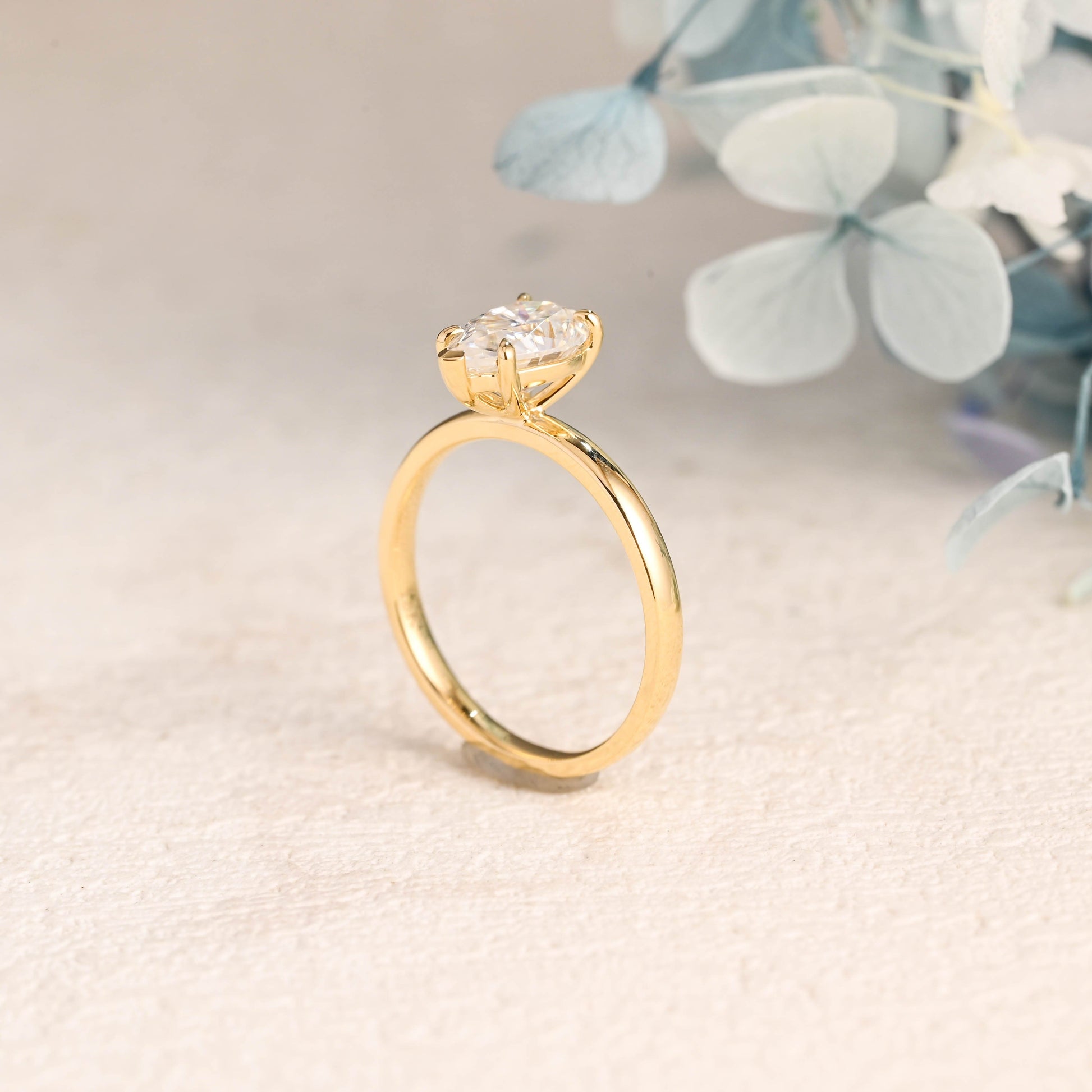 CausYou pear cut moissanite engagement ring Solid Gold Pear Cut Moissanite Engagement Ring