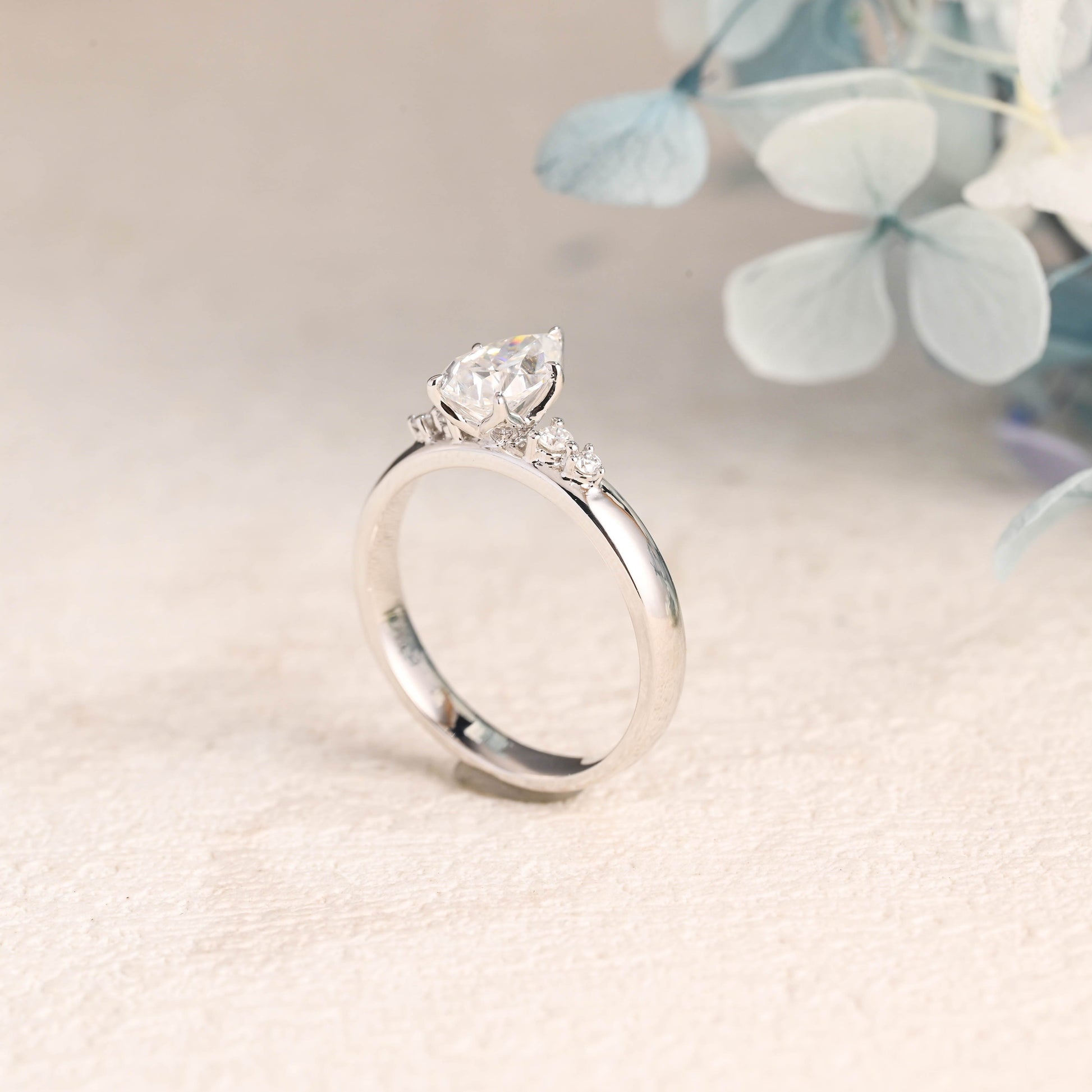 CausYou pear cut moissanite engagement ring Solid Gold Pear Cut Moissanite Engagement Ring