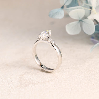 CausYou pear cut moissanite engagement ring Solid Gold Pear Cut Moissanite Engagement Ring