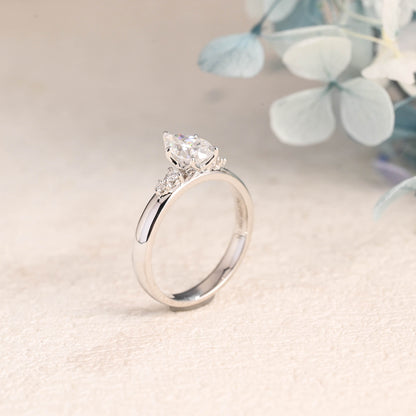 CausYou pear cut moissanite engagement ring Solid Gold Pear Cut Moissanite Engagement Ring