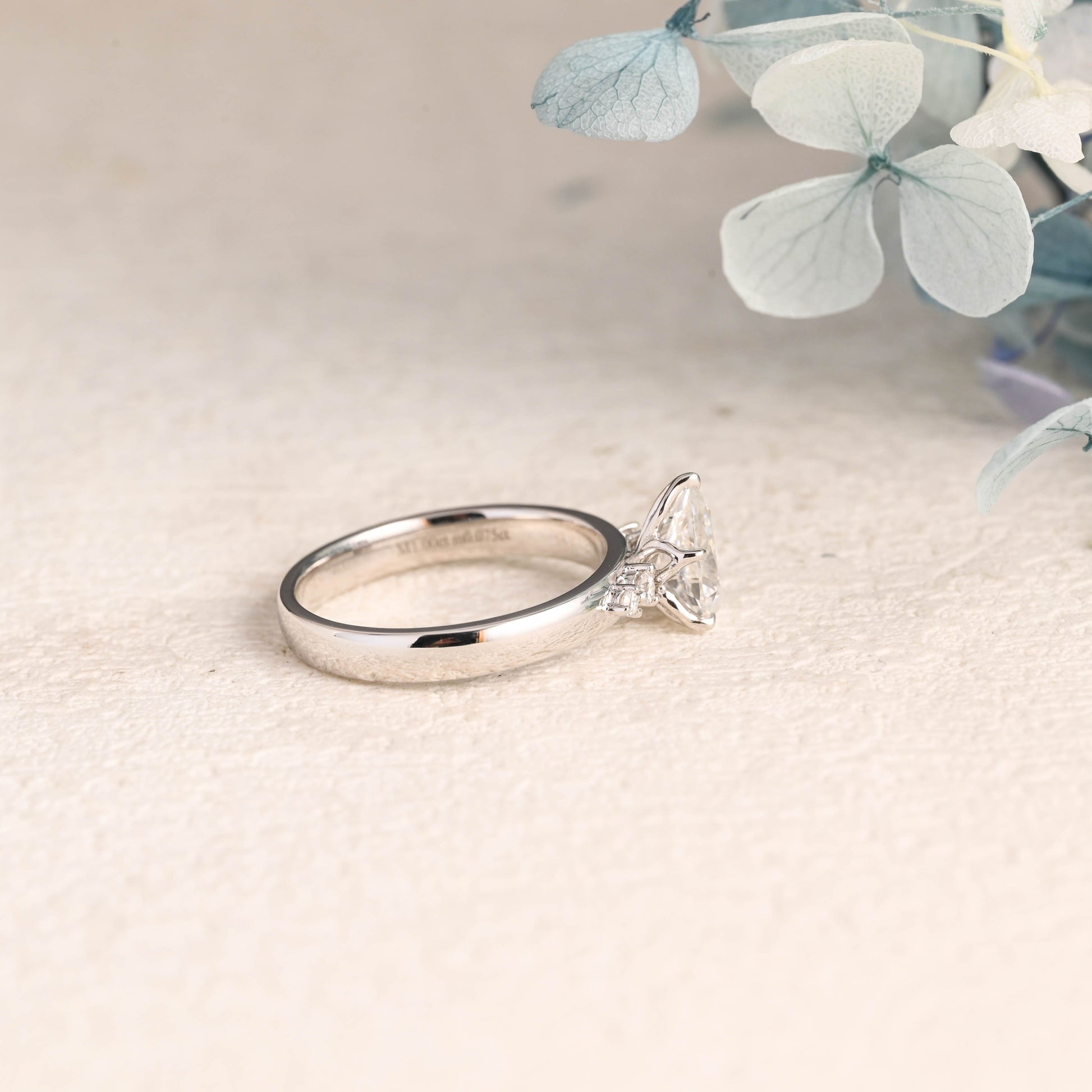 CausYou pear cut moissanite engagement ring Solid Gold Pear Cut Moissanite Engagement Ring