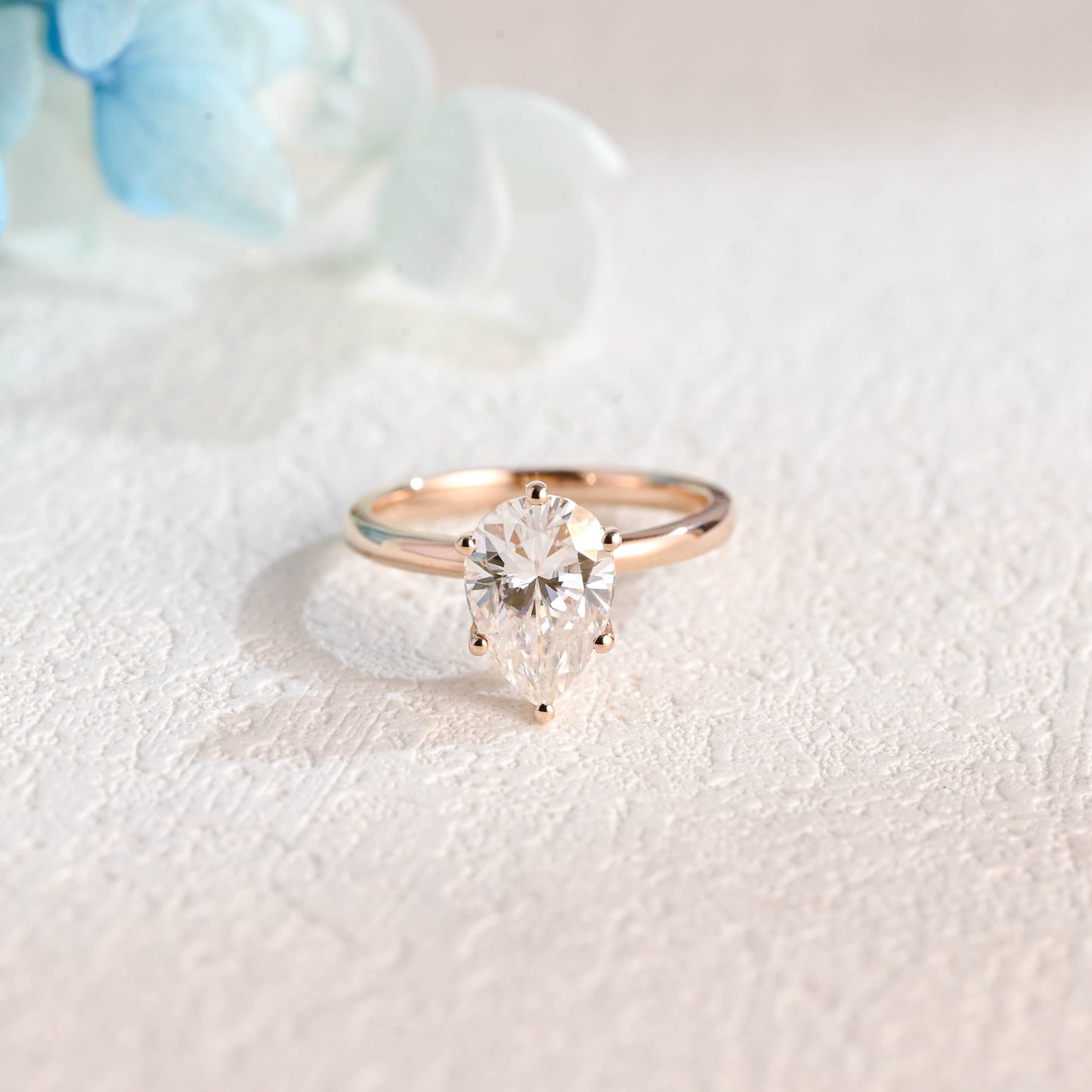 CausYou pear cut moissanite engagement ring Solid Gold Pear Cut Moissanite Engagement Ring Hidden Halo