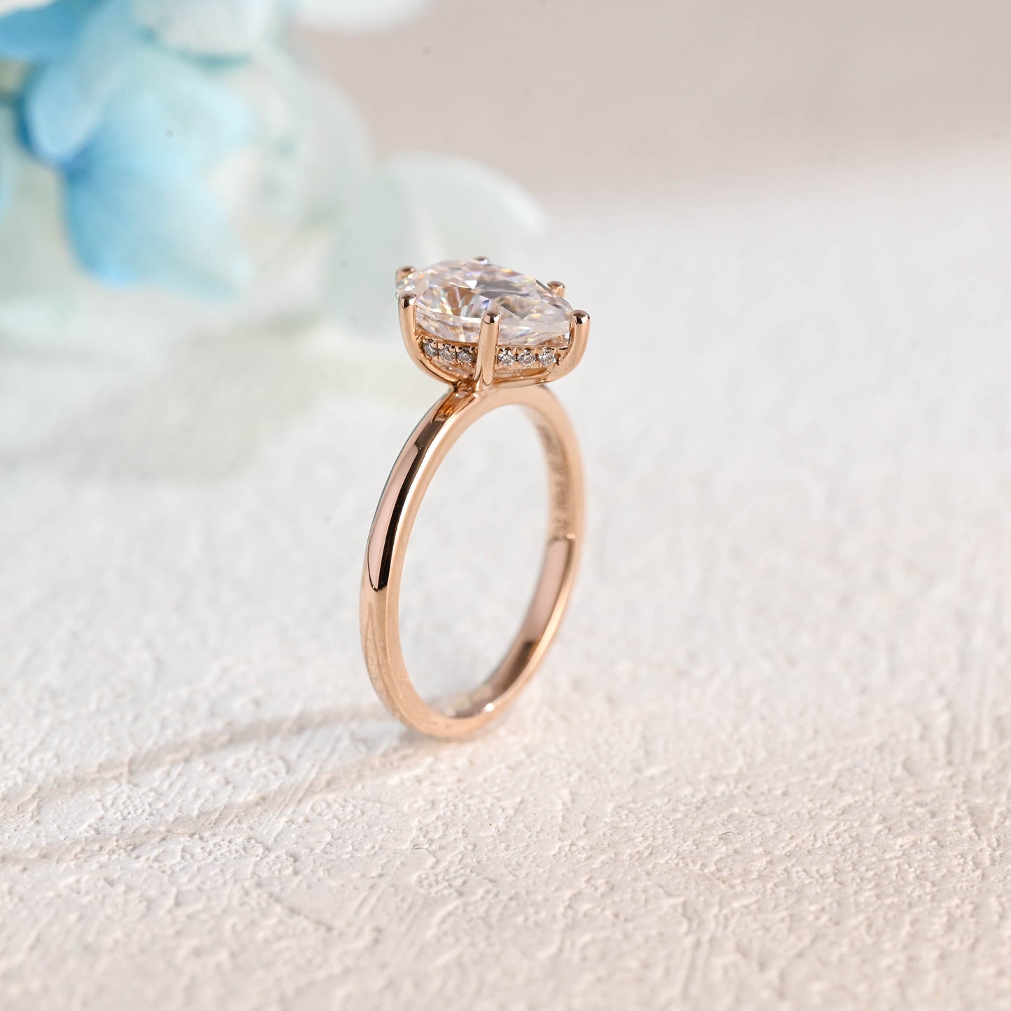 CausYou pear cut moissanite engagement ring Solid Gold Pear Cut Moissanite Engagement Ring Hidden Halo