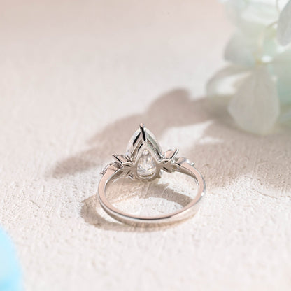 CausYou pear cut moissanite engagement ring Solid Gold Pear Cut Moissanite Engagement Ring, Promise Ring, Proposal Ring, Gift for Woman, Wife