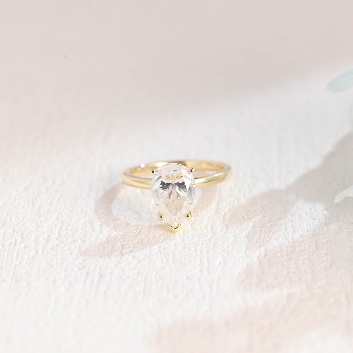 CausYou pear cut moissanite engagement ring Solid Gold Pear Cut Moissanite Engagement Ring, Solitaire Ring