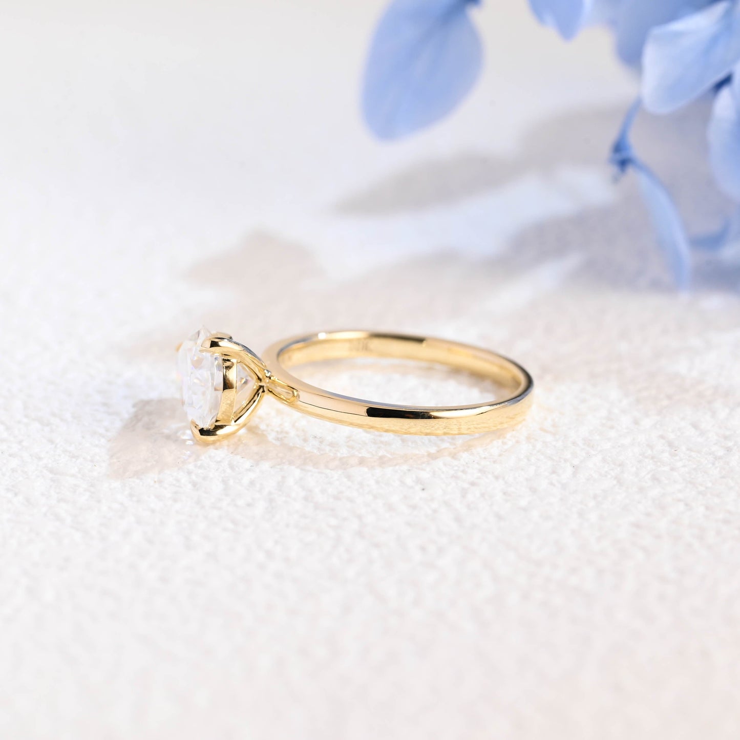 CausYou pear cut moissanite engagement ring Solid Gold Solitaire East West Pear Moissanite Engagement Ring