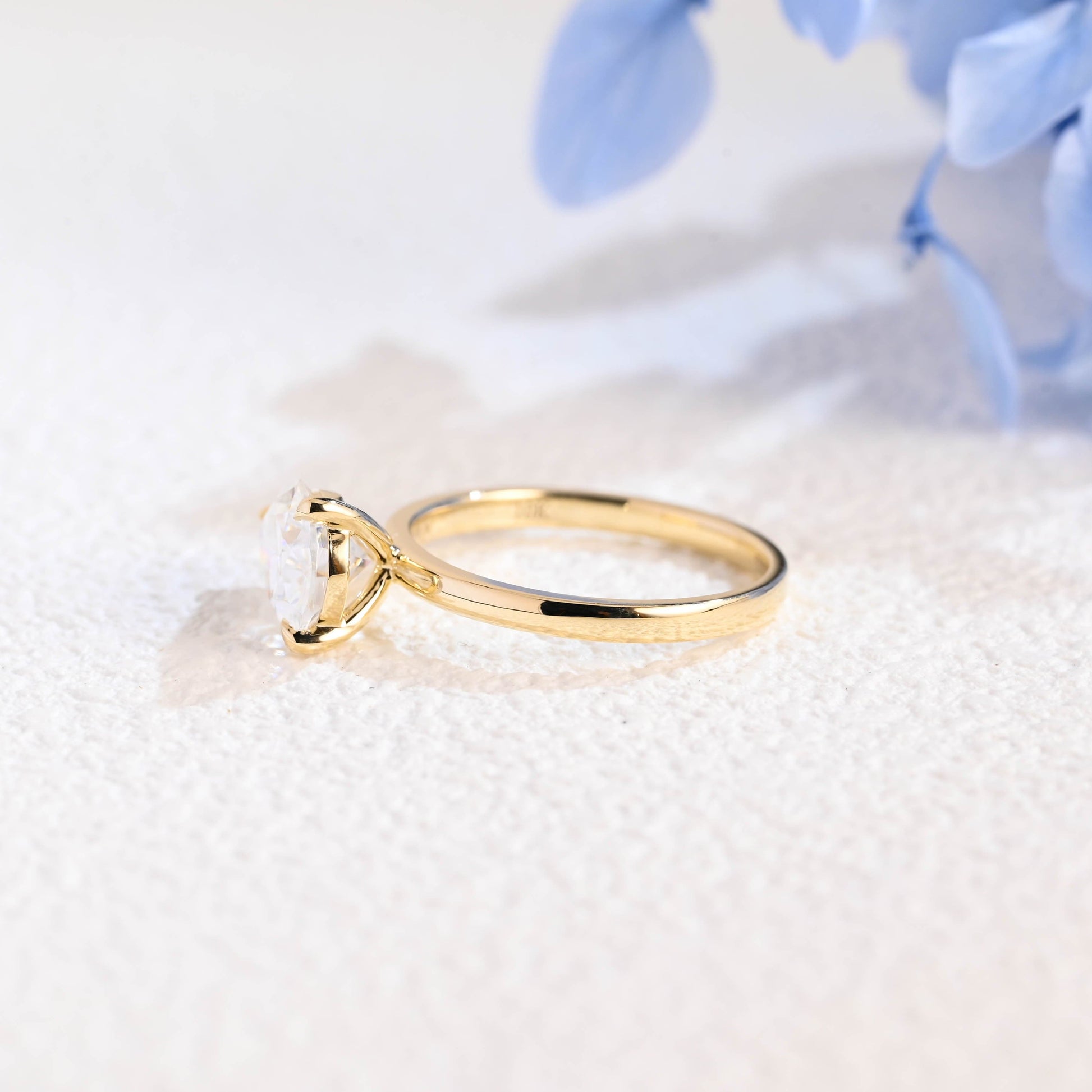 CausYou pear cut moissanite engagement ring Solid Gold Solitaire East West Pear Moissanite Engagement Ring