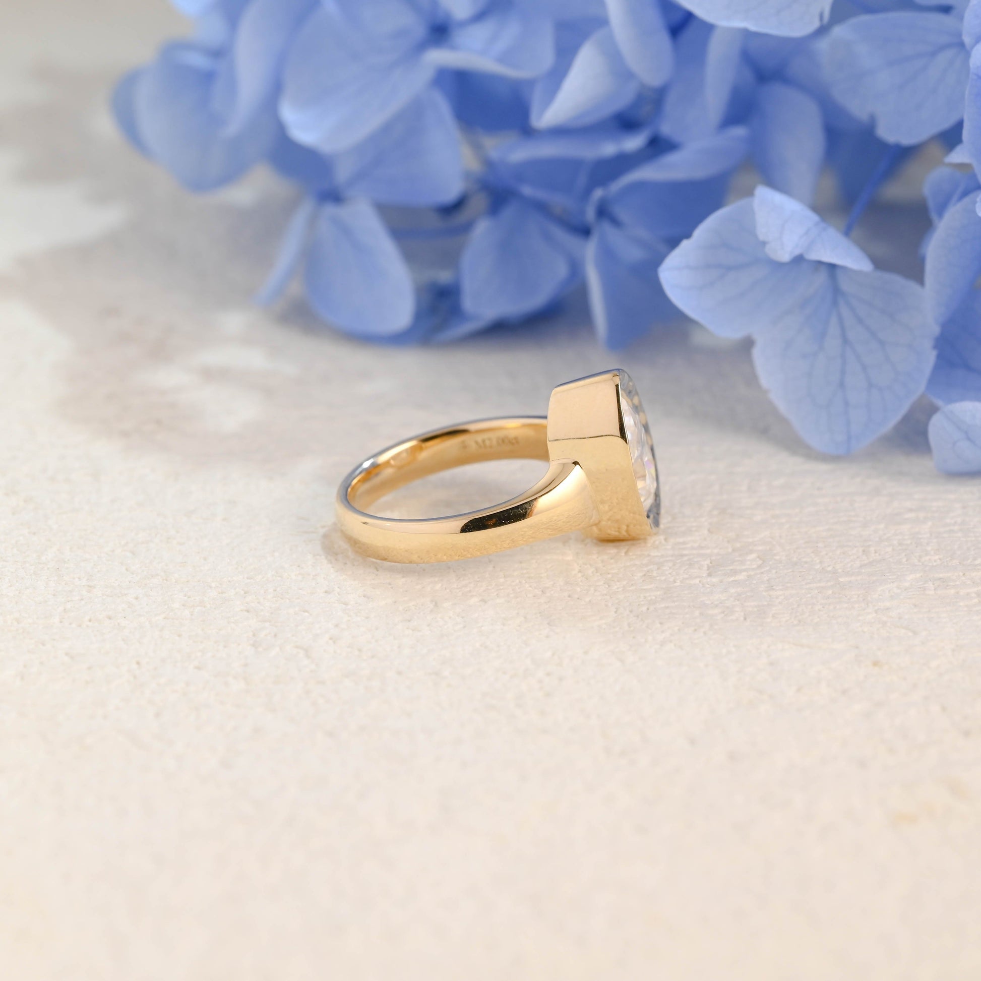 CausYou pear cut moissanite engagement ring Solid Gold Solitaire Hammered Pear Cut Moissanite Engagement Ring