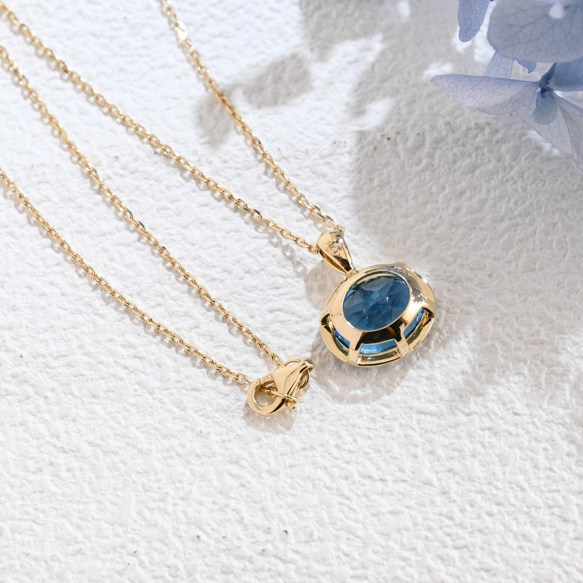 CausYou pendant CausYou Solid Gold Bezel Natural Oval Topaz Necklace, Birthstone Jewelry