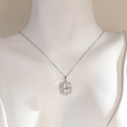 CausYou pendant CausYou Solid Gold Radiant Cut Moissanite Pendant Necklace, Vintage Style Pendant, Wedding Necklace, Anniversary Gift for Women Wife