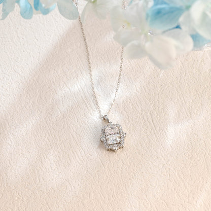 CausYou pendant CausYou Solid Gold Radiant Cut Moissanite Pendant Necklace, Vintage Style Pendant, Wedding Necklace, Anniversary Gift for Women Wife