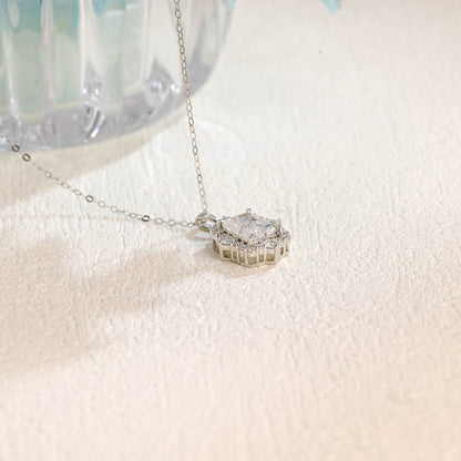 CausYou pendant CausYou Solid Gold Radiant Cut Moissanite Pendant Necklace, Vintage Style Pendant, Wedding Necklace, Anniversary Gift for Women Wife