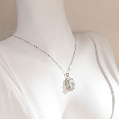 CausYou pendant CausYou Solid Gold Radiant Cut Moissanite Pendant Necklace, Vintage Style Pendant, Wedding Necklace, Anniversary Gift for Women Wife