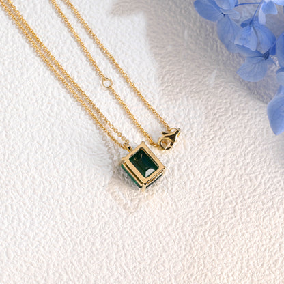 CausYou pendant Solid Gold Emerald Cut Lab Grown Emerald Pendant Necklace