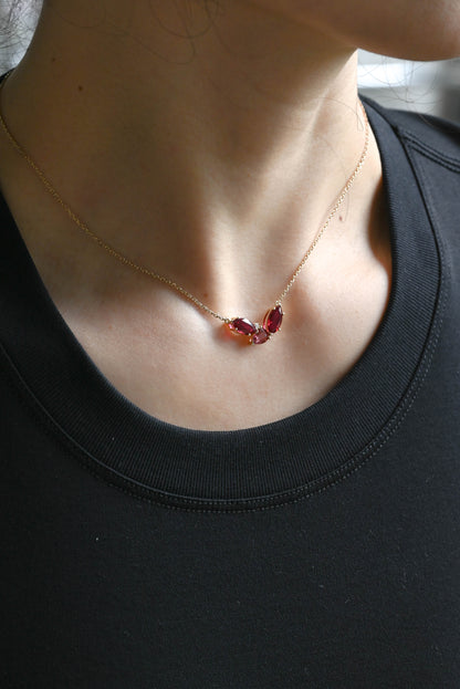 CausYou pendant Solid Gold July Oct. Birthstone Jewelry Pear Ruby & Tourmaline Pendant, Family Personalized Gift