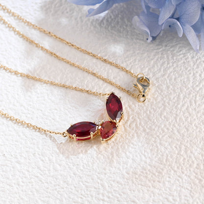 CausYou pendant Solid Gold July Oct. Birthstone Jewelry Pear Ruby & Tourmaline Pendant, Family Personalized Gift