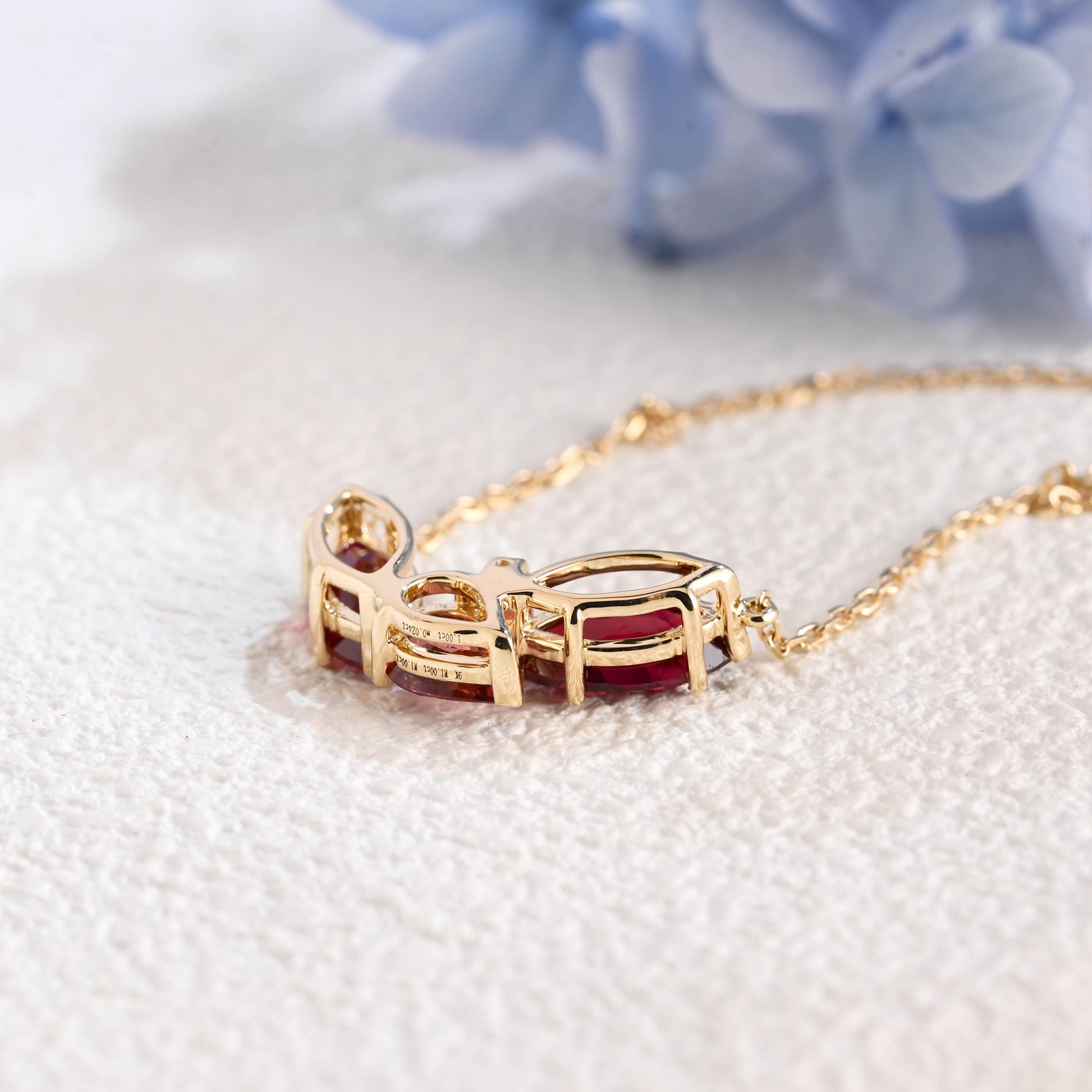 CausYou pendant Solid Gold July Oct. Birthstone Jewelry Pear Ruby & Tourmaline Pendant, Family Personalized Gift