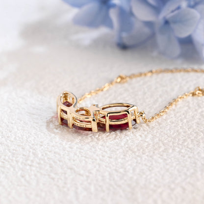 CausYou pendant Solid Gold July Oct. Birthstone Jewelry Pear Ruby & Tourmaline Pendant, Family Personalized Gift