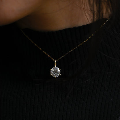 CausYou pendant Solid Gold Round Cut Moissanite Pendant, Wedding Necklace, Anniversary Gift for Women, Wife