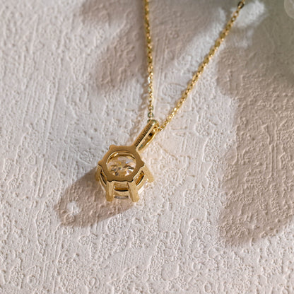 CausYou pendant Solid Gold Round Cut Moissanite Pendant, Wedding Necklace, Anniversary Gift for Women, Wife