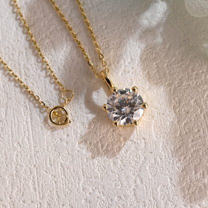 CausYou pendant Solid Gold Round Cut Moissanite Pendant, Wedding Necklace, Anniversary Gift for Women, Wife