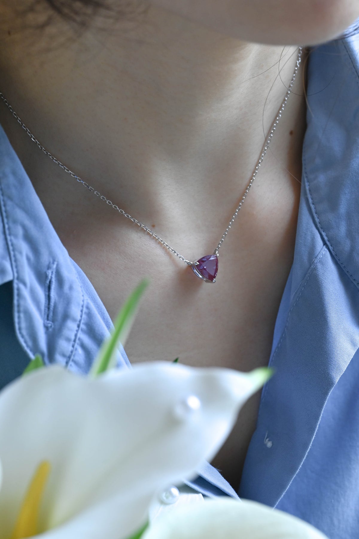 CausYou pendant Solid Gold Trillion Lab Alexandrite Pendant, Birthstone Personalized Gift