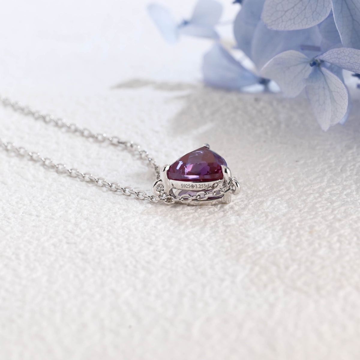 CausYou pendant Solid Gold Trillion Lab Alexandrite Pendant, Birthstone Personalized Gift