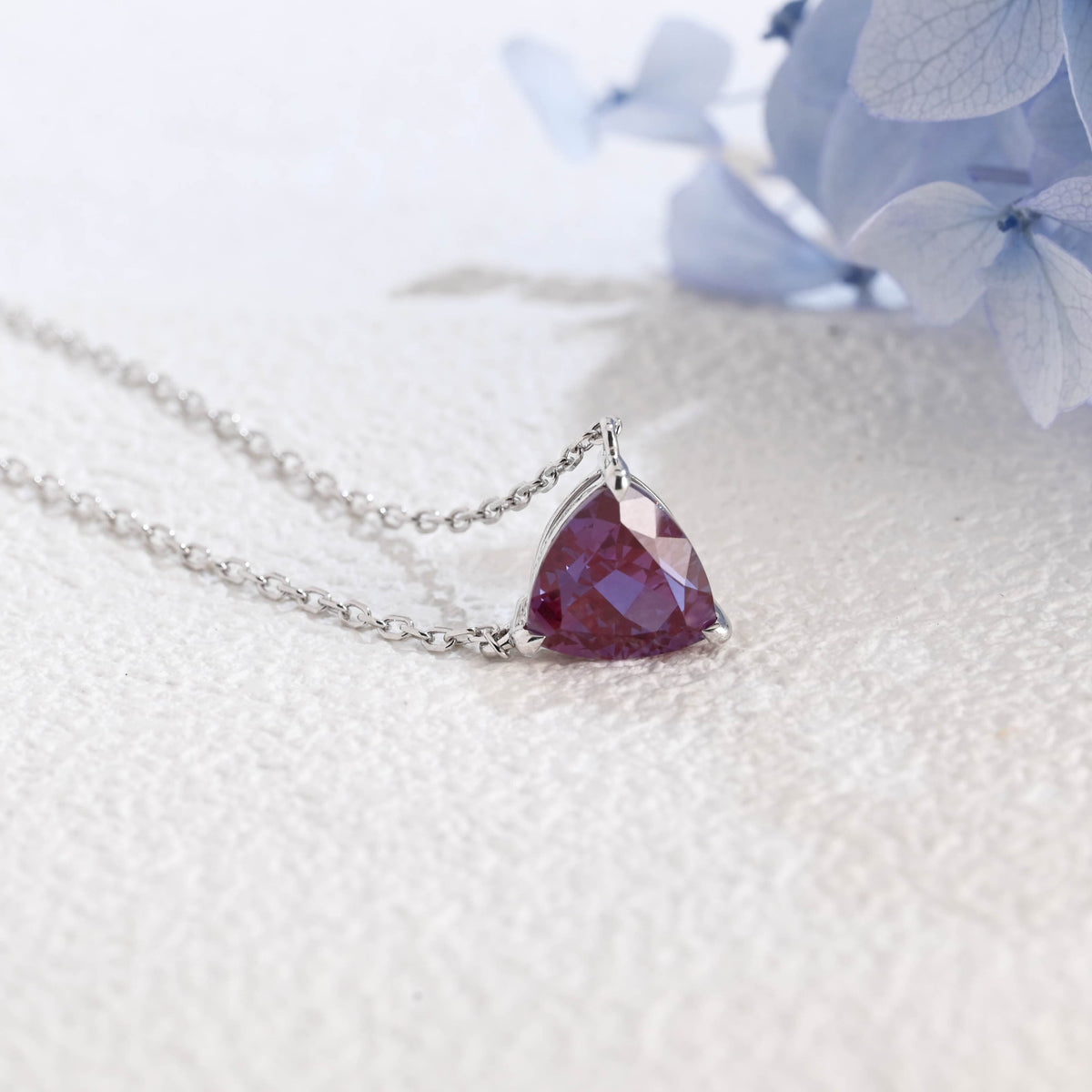 CausYou pendant Solid Gold Trillion Lab Alexandrite Pendant, Birthstone Personalized Gift