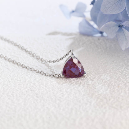CausYou pendant Solid Gold Trillion Lab Alexandrite Pendant, Birthstone Personalized Gift