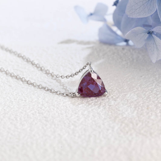 CausYou pendant Solid Gold Trillion Lab Alexandrite Pendant, Birthstone Personalized Gift