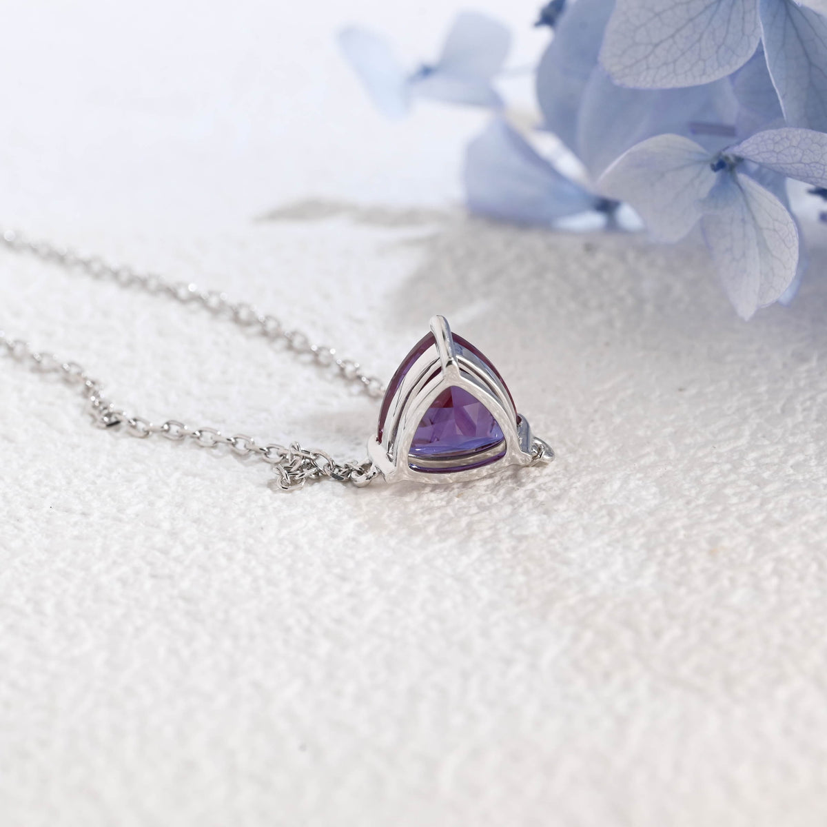 CausYou pendant Solid Gold Trillion Lab Alexandrite Pendant, Birthstone Personalized Gift