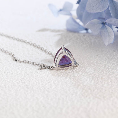 CausYou pendant Solid Gold Trillion Lab Alexandrite Pendant, Birthstone Personalized Gift
