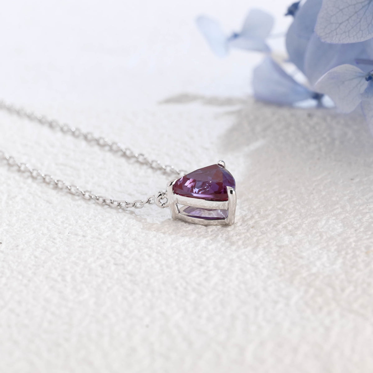 CausYou pendant Solid Gold Trillion Lab Alexandrite Pendant, Birthstone Personalized Gift