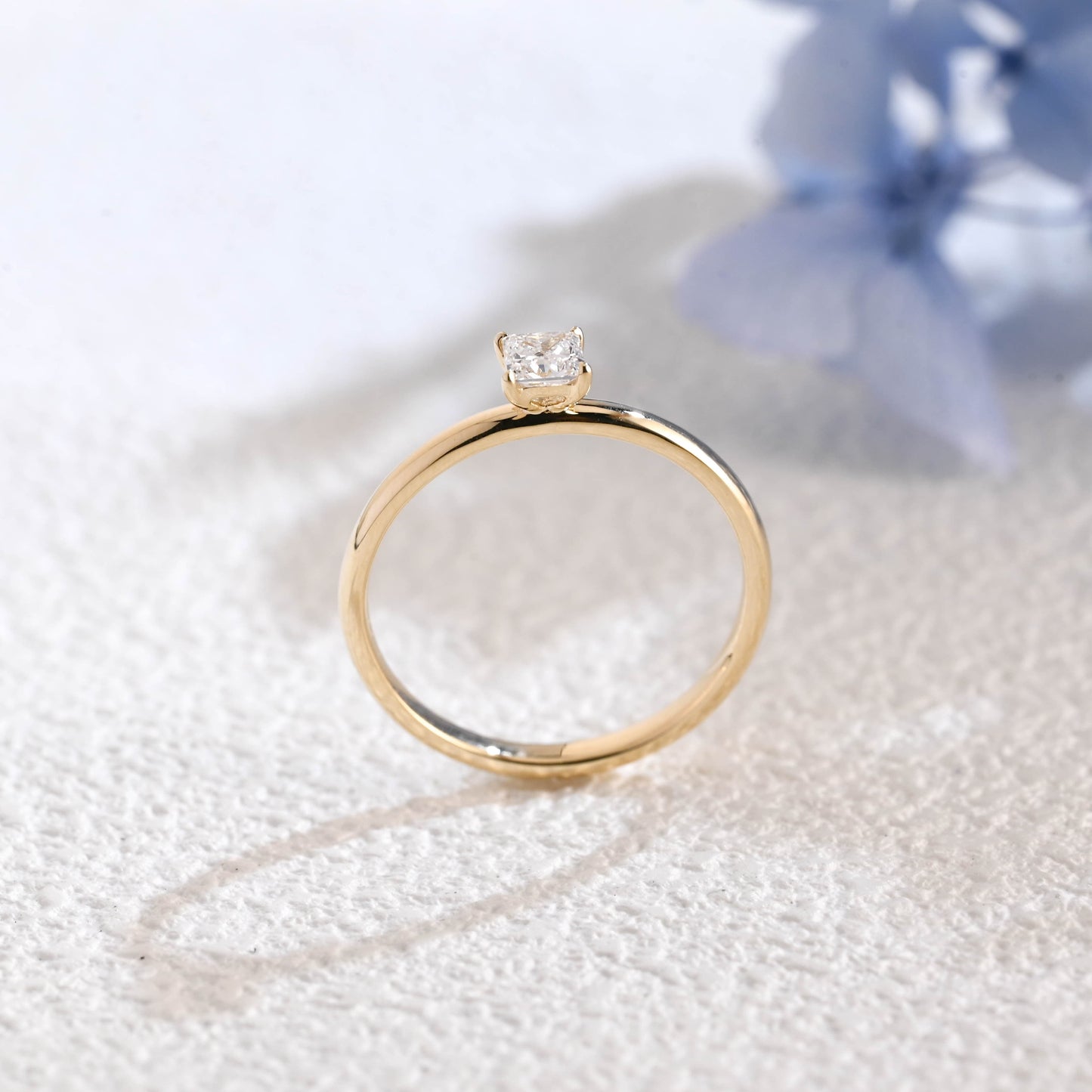 CausYou princess cut diamond engagement ring Solid Gold Solitaire Princess Cut Lab Diamond Toi et Moi Engagement Ring | D Color VS1 IGI Certified