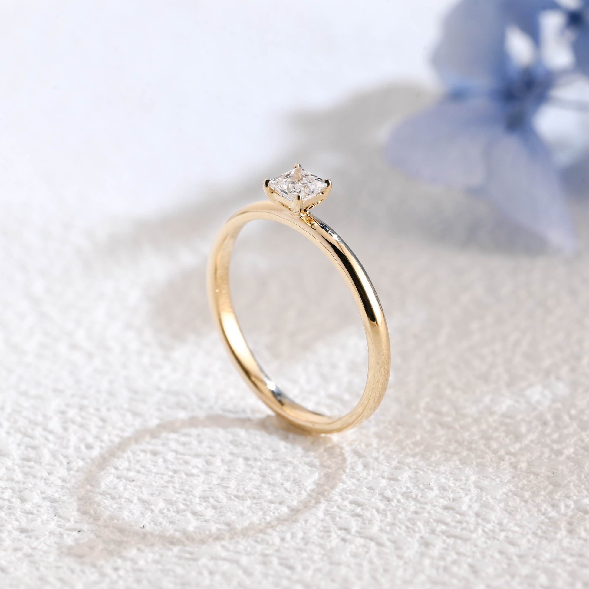 CausYou princess cut diamond engagement ring Solid Gold Solitaire Princess Cut Lab Diamond Toi et Moi Engagement Ring | D Color VS1 IGI Certified