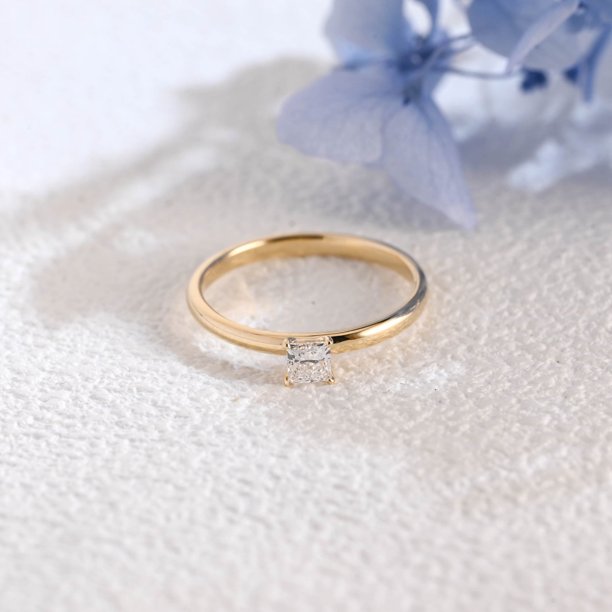 CausYou princess cut diamond engagement ring Solid Gold Solitaire Princess Cut Lab Diamond Toi et Moi Engagement Ring | D Color VS1 IGI Certified
