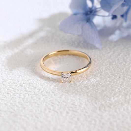 CausYou princess cut diamond engagement ring Solid Gold Solitaire Princess Cut Lab Diamond Toi et Moi Engagement Ring | D Color VS1 IGI Certified